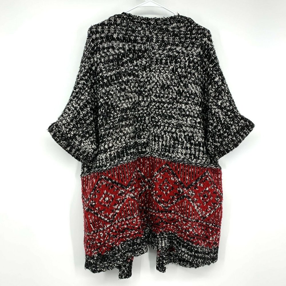 Forever 21 Cardigan Black White Open Front Short Sleeve Chunky Knit - Picture 7 of 9